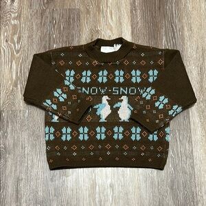 Vtg Brown and Blue Snowflake Sweater